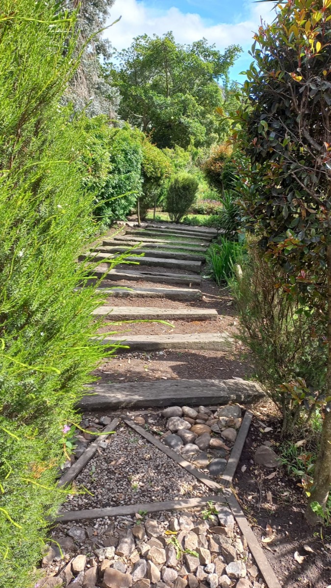 Stone pathway through gardens